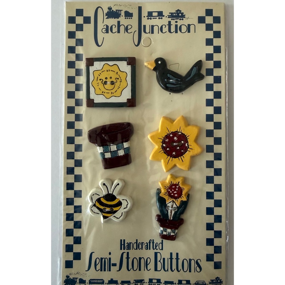 Cache Junction Semi Stone Buttons Bee Sunflower Blackbird Boots N-709 VTG 90s